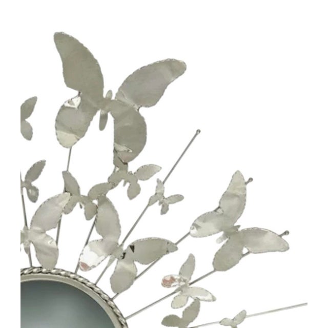 Contemporary Global Views Butterfly Mirror – Nickel Plated Brass Sculptural Wall Mirror (2 Available) For Sale - Image 3 of 4