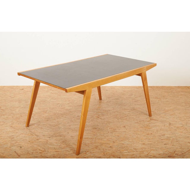 Wood Table in Ash Frame and Base with Small Cutlery Drawer on One Side, Switzerland, 1960 For Sale - Image 7 of 11