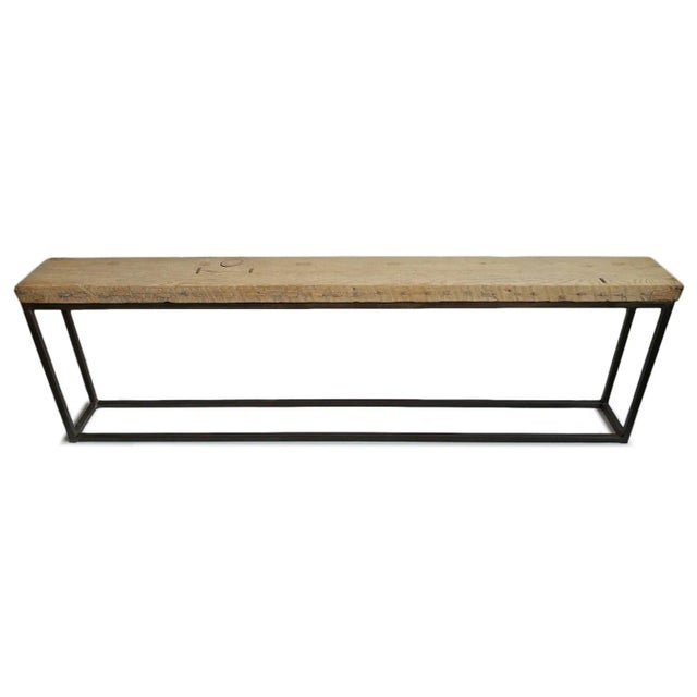 Farmhouse Vintage Narrow Old Plank Console Table For Sale - Image 3 of 9