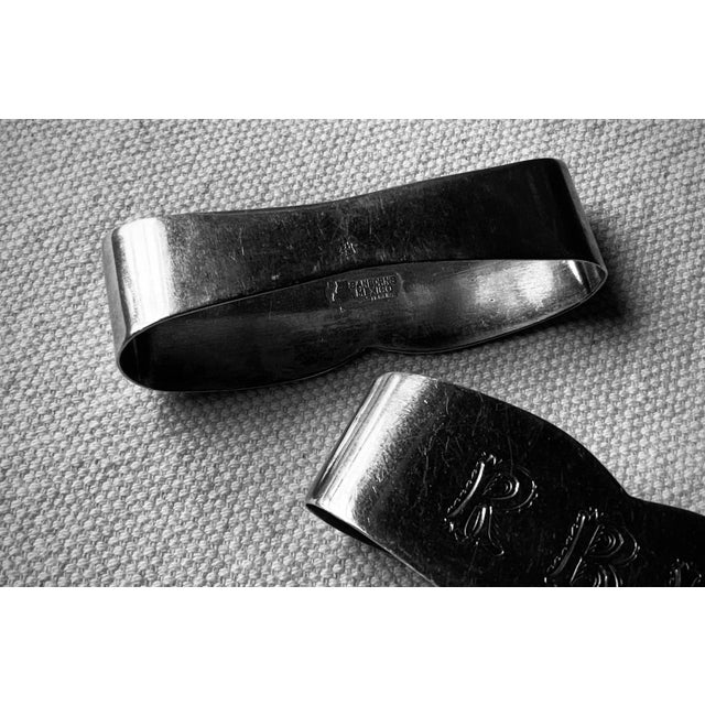 Metal Mid-20th Century Sanborns Mexico Sterling Silver Napkin Rings — Engraved Monograms "l.h.w." & "r.b.w.", Nantucket Estate, - a Pair For Sale - Image 7 of 14