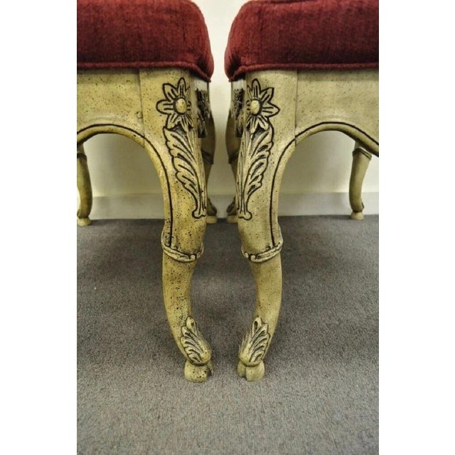 Vintage French Country Louis XV Style Console Hall Table and Pair Stools Benches For Sale - Image 9 of 12