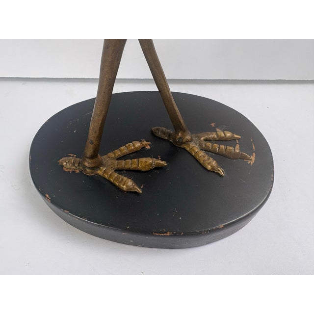 Hollywood Regency Vintage Korean Black and Gold Heron Sculpture on Oval Base, 13” For Sale - Image 3 of 11