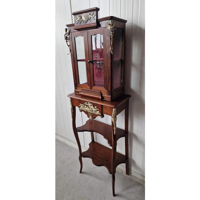 Wood Antique Display Case with Bronze Elements For Sale - Image 7 of 10