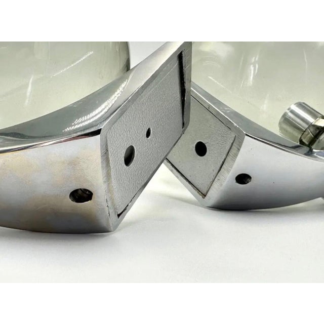 Chrome-Plated Brass Bathroom Sconces, 1970s, Set of 2 For Sale - Image 4 of 5