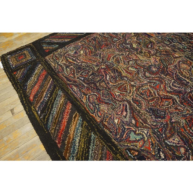 Textile 1930s Abstract Design American Hooked Rug ( 9'2" x 9'2" - 280 x 280 cm ) For Sale - Image 7 of 7