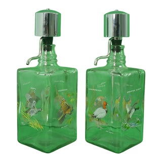 Pair X c.z. Guest Estate 'Gamebird' Decanters Hand-Painted by Ned Smith For Sale