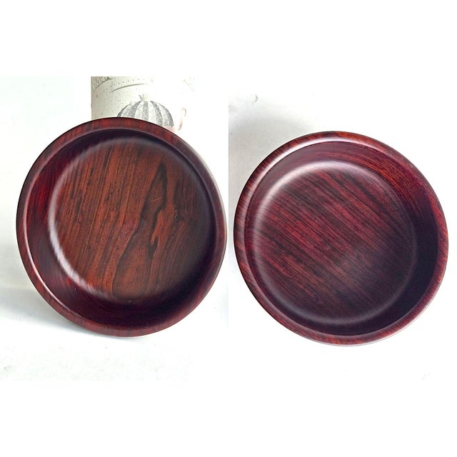 1970s Vintage Hand Turned Brazilian Rosewood Catchall/Trinket Bowls, a Pair For Sale - Image 5 of 10