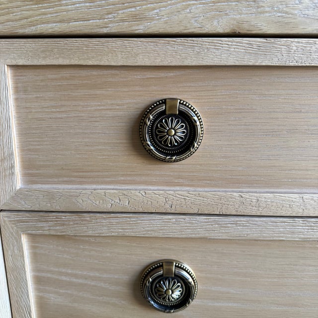 Marie Classic White Oak 3 Drawer Night Stand White Marble Top Natural Finish For Sale - Image 13 of 15