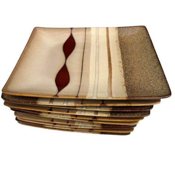 Vintage Rectangular Earthtone Plates -11 For Sale