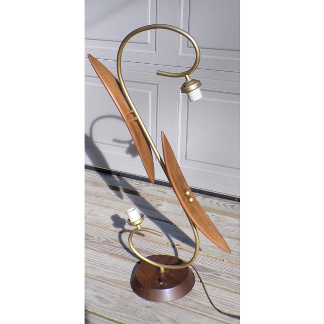 Wood Vintage Mid Century Modern Sculptural Walnut Table Lamp Japan 1960's For Sale - Image 7 of 15