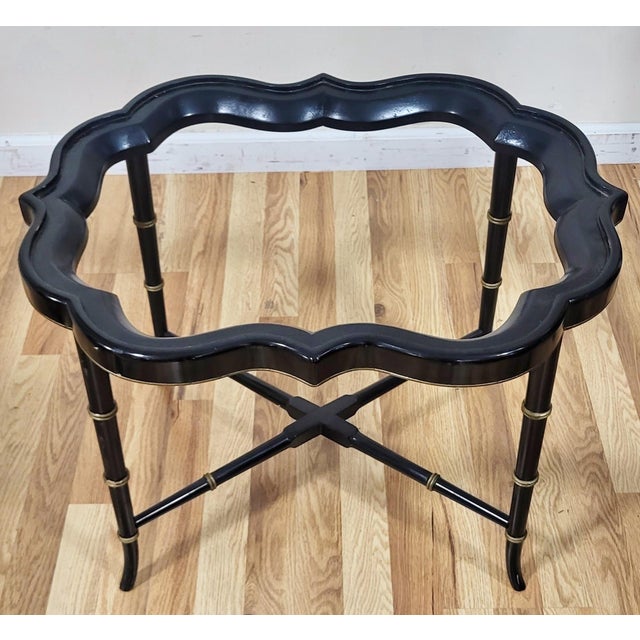 Antique Regency Style Bamboo Carved & Painted Paper Mache Tray Coffee Table For Sale - Image 11 of 12