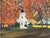 Vintage Autumn Church Landscape Painting by Lou Kelley For Sale In Orlando - Image 6 of 11