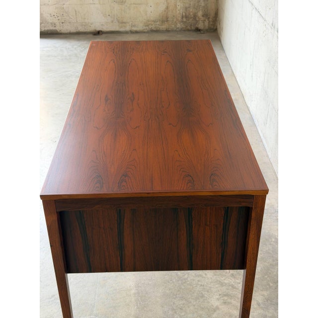 Brown Elegant Rosewood Executive Writing Desk With Single Drawer Danish Mid-Century Modern 1960s For Sale - Image 8 of 11