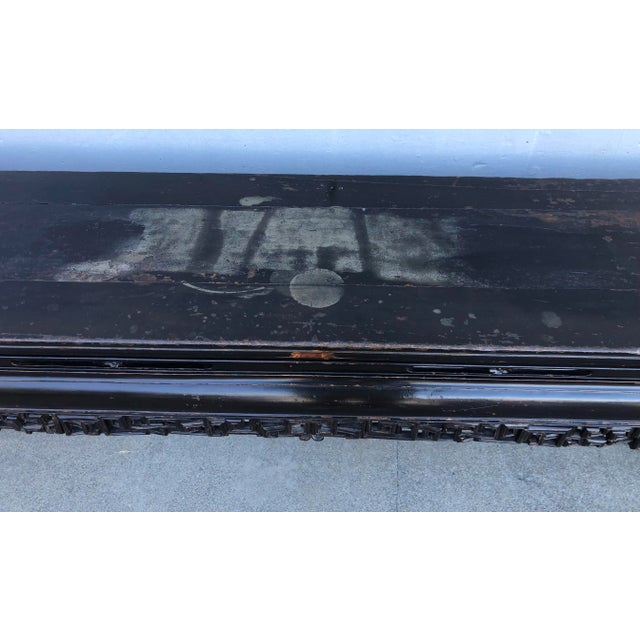 Black Lacquered Lattice and Dragon Console For Sale - Image 10 of 11