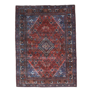 1960s Vintage Persian Handmade Wool Cotton Light Red Area Rug For Sale