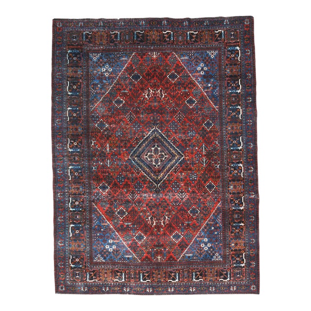 1960s Vintage Persian Handmade Wool Cotton Light Red Area Rug For Sale