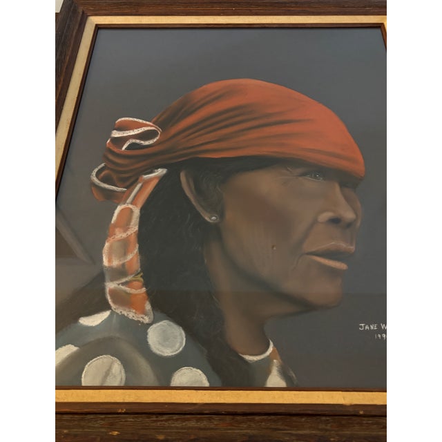 Vintage Extra Large Native Woman Portrait, "Rosita", Signed and Dated For Sale - Image 9 of 14