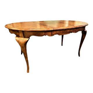 French Country Fruitwood and Oak Parquet Dining Table - Late 20th Century For Sale