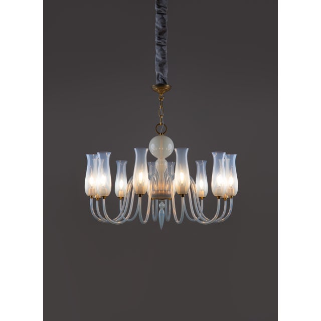 Rare flavio poli for seguso vetri d’arte chandelier in murano glass was made in italy in 1950s. The chandelier is made of...