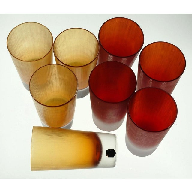 Murano Amber Glasses by Cenedese in the style of Carlo Scarpa, 1980s, Set of 8 For Sale - Image 11 of 18