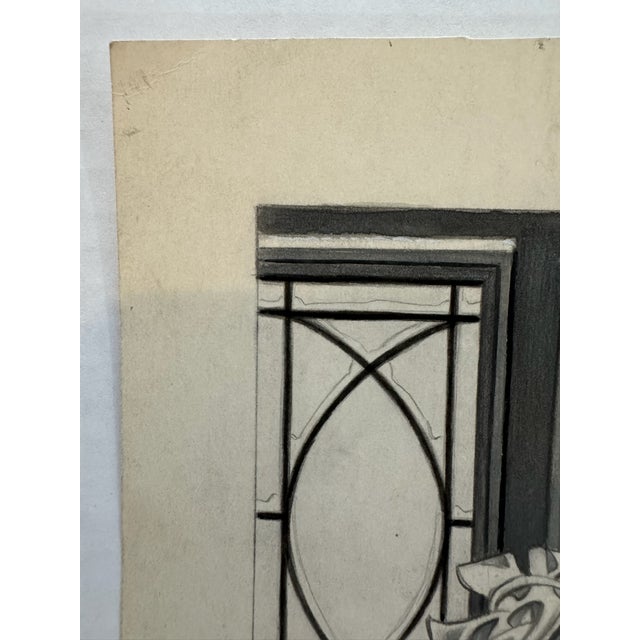 1940s Original Graphite Illustration of Woman Hanging Christmas Wreath, 11 X 9 In. For Sale - Image 4 of 6