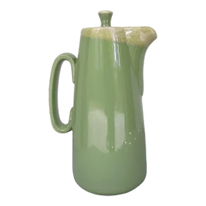 Mid 20th Century Hull Usa Green Drip Glaze Coffee Pitcher/Carafe With Lid