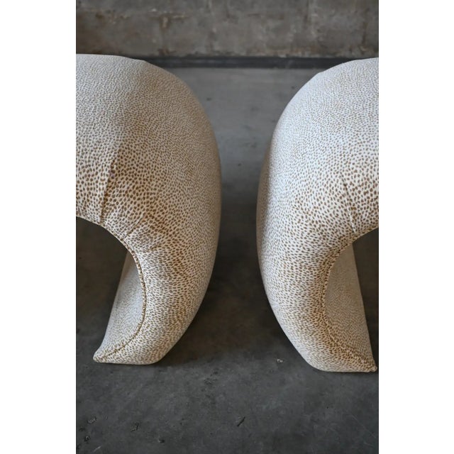 Tan Karl Springer Style Chenille Waterfall Scroll Benches, a Pair For Sale - Image 8 of 8