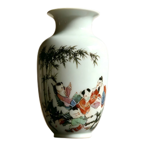 Chinese Ceramic Vase Qianlong Marked Famille Porcelain Vase Hand Painted Playing Children Pattern