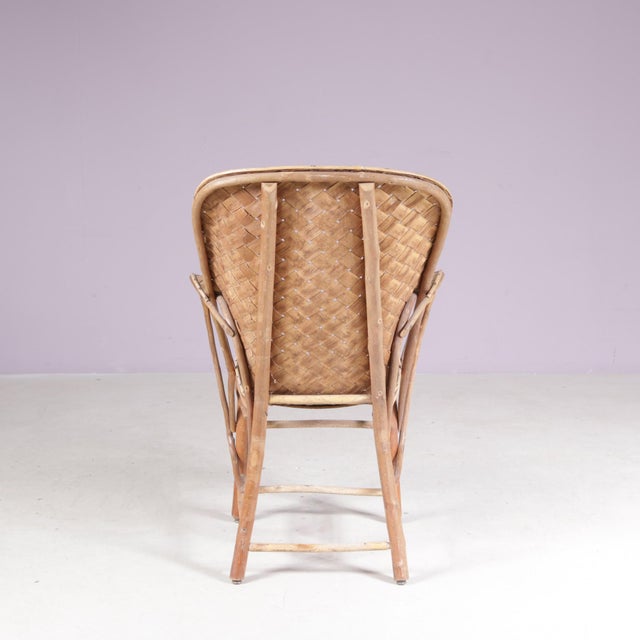 Mid-Century Modern Vintage Armchair with Wooven Seat and Backrest, 1950s For Sale - Image 3 of 8