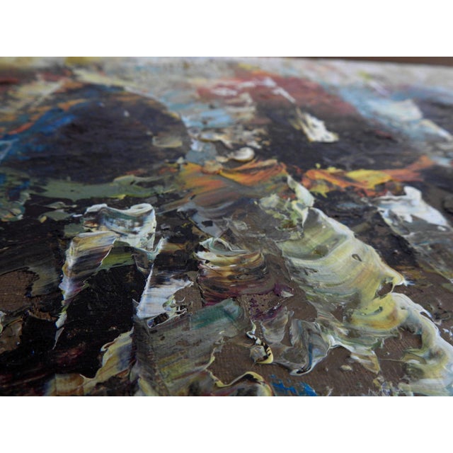 Wood Mid-Century Modern Abstract Horse Racers Oil Painting – Signed James For Sale - Image 7 of 12