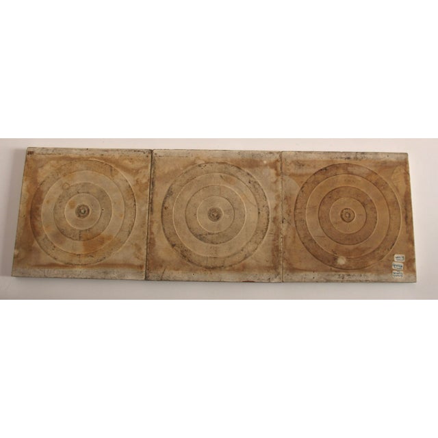 Antique Art Nouveau Embossed Tiles with Bellflower Motif, Germany, 1900s, Set of 3 For Sale - Image 4 of 7