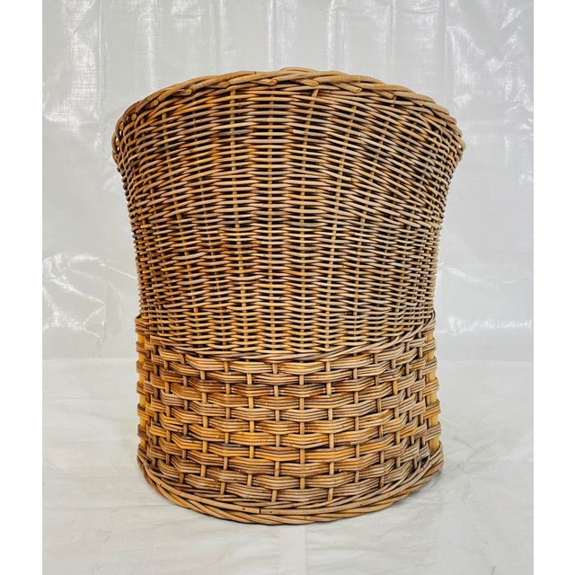 1980s Wicker Works Barrel Lounge Chair With Original Upholstery, Usa For Sale In Los Angeles - Image 6 of 18