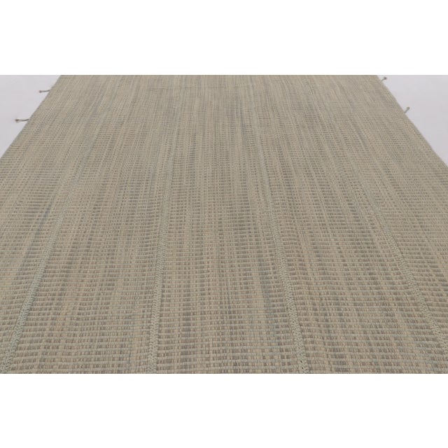 Rug & Kilim’s Contemporary Kilim, Beige with Gray Textural Stripes For Sale - Image 4 of 10