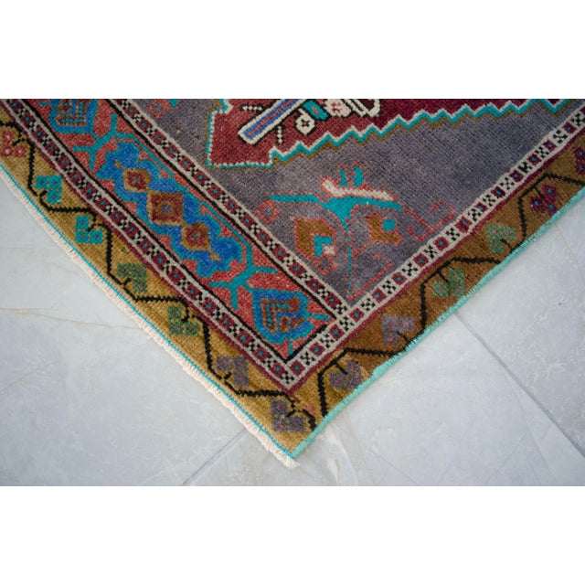 Burgundy 1970s Hand Knotted Door Mat, Entryway Rug, Bath Mat, Kitchen Decor, Small Rug, Turkish Rug - 1′7″ × 3′3″ For Sale - Image 8 of 8