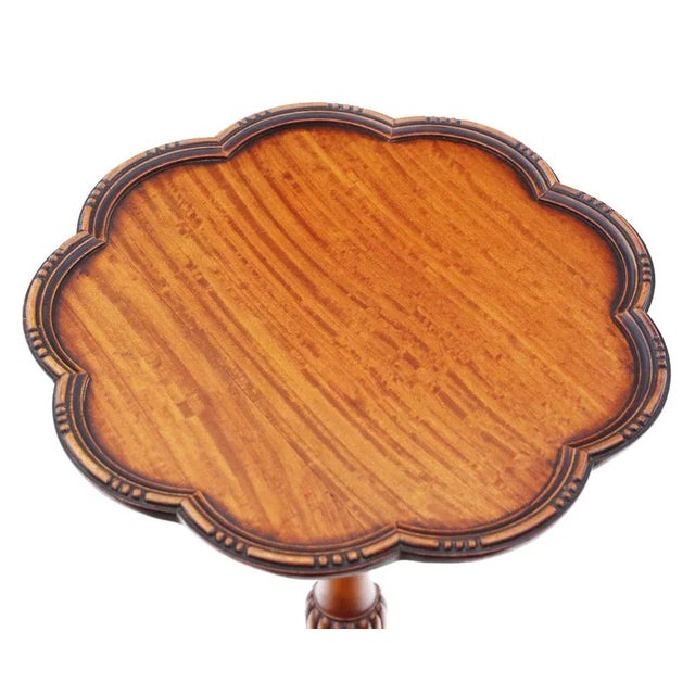 Vintage Georgian Revival Wine or Side Table in Satin Walnut, 1950s For Sale - Image 3 of 5