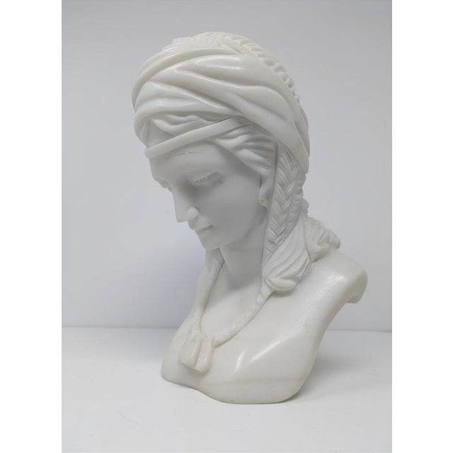Antique Italian "Bedouin Princess" Marble Bust: Orientalist Period For Sale - Image 4 of 11