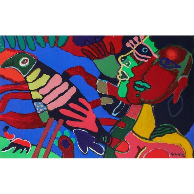 Modern Corneille, Cobra Composition, Color Screenprint on Canvas For Sale - Image 3 of 3