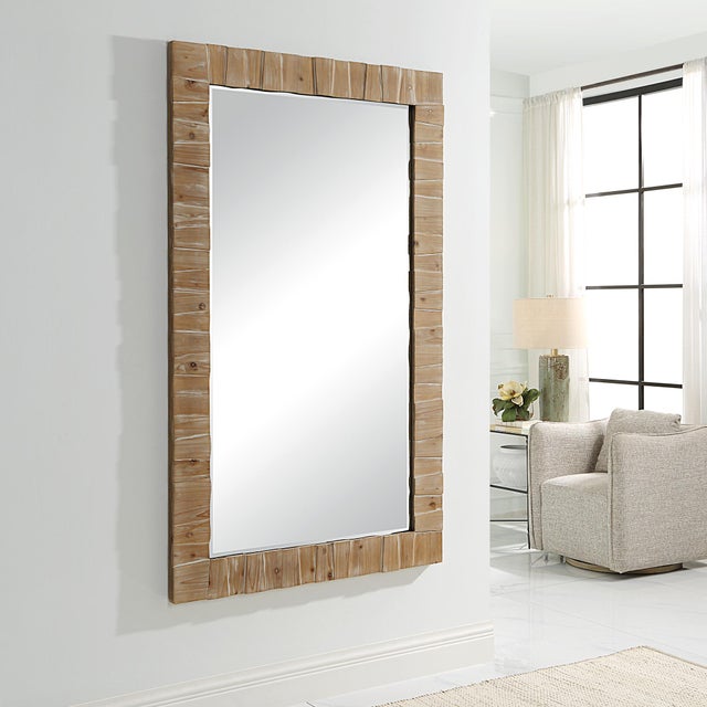Modern Ayanna Gray Washed Wood Mirror For Sale - Image 3 of 6
