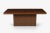 Milo Baughman style dining table, walnut lacquered veneer with pedestal base 71.50" in length with two 18" leaves expands...