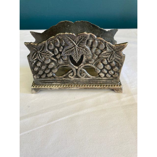 Mid-Century Modern Vintage Cast Metal Grape Motif Letter Holder Desk Organizer For Sale - Image 3 of 6