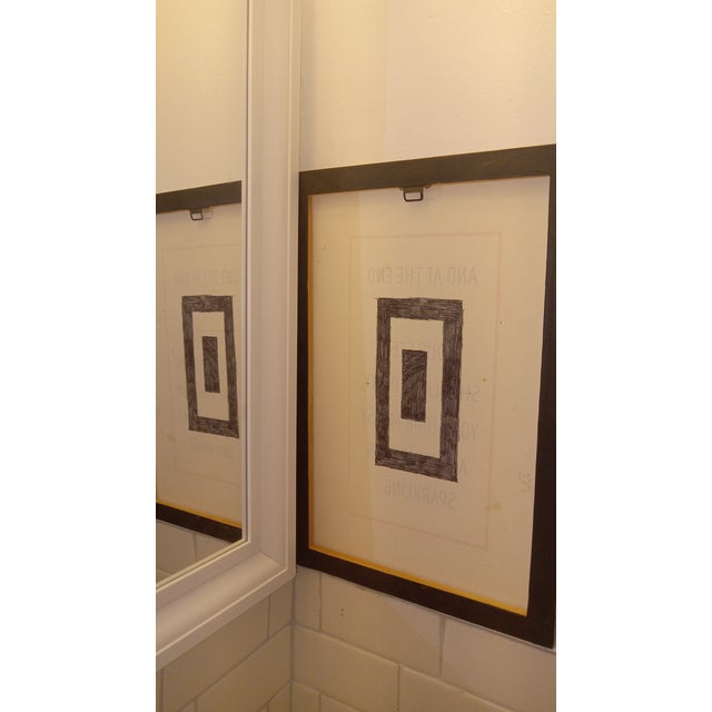 Reversible Mixed-Media Text Print & Hand-Drawn Black White Geometric Graphic Canvas Wall Art - 12" X 18" For Sale - Image 13 of 13