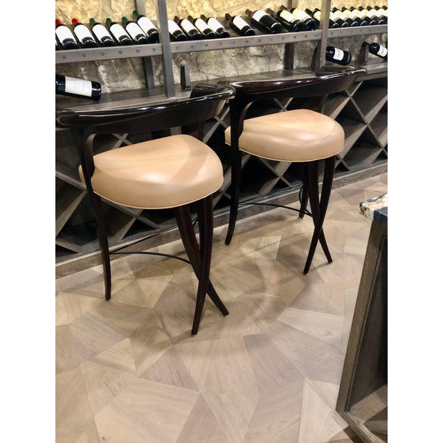 Christopher Guy Xaviera Barstools With Leather Seats a Pair Chairish