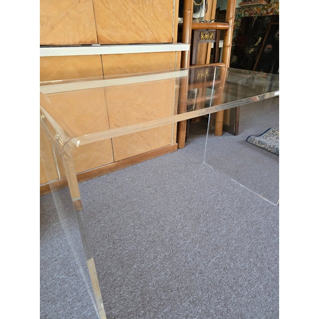 Plastic 1970s Mid Century Modern Laverne Style Lucite Desk Console For Sale - Image 7 of 8