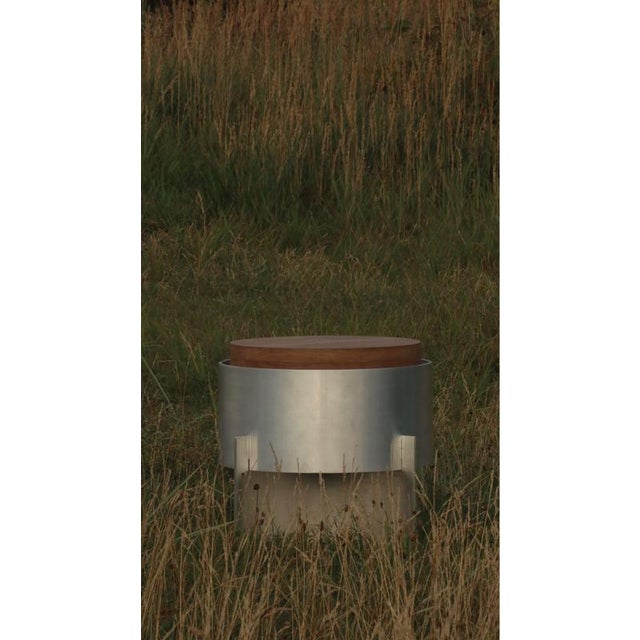 Soft Futurism Lunar Side Table in Aluminum and Walnut by Filippo Andrighetto For Sale - Image 11 of 15