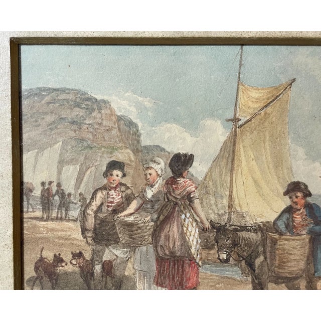 Antique 1800's Original Watercolor Trading Landscape Nautical Sailboat Painting For Sale - Image 10 of 12