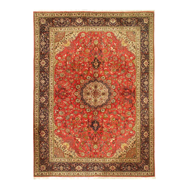 2010s Rust Persian Silk & Wool Tabriz For Sale