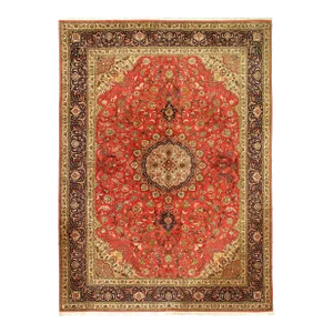 2010s Rust Persian Silk & Wool Tabriz