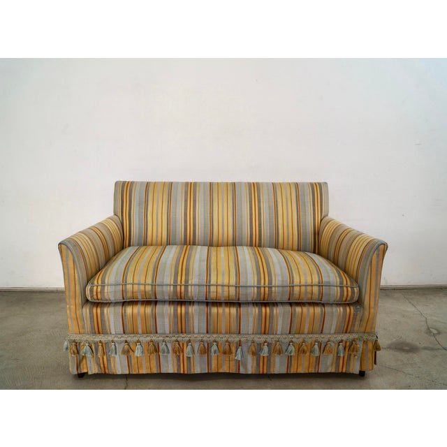 Vintage 1940's Mid Century Modern settee couch for sale. It's a beautiful small compact loveseat size, and is really well...