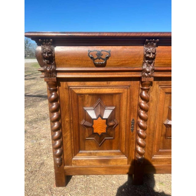 19th Century French Renaissance Solid Walnut Sideboard / Buffet For Sale - Image 16 of 18