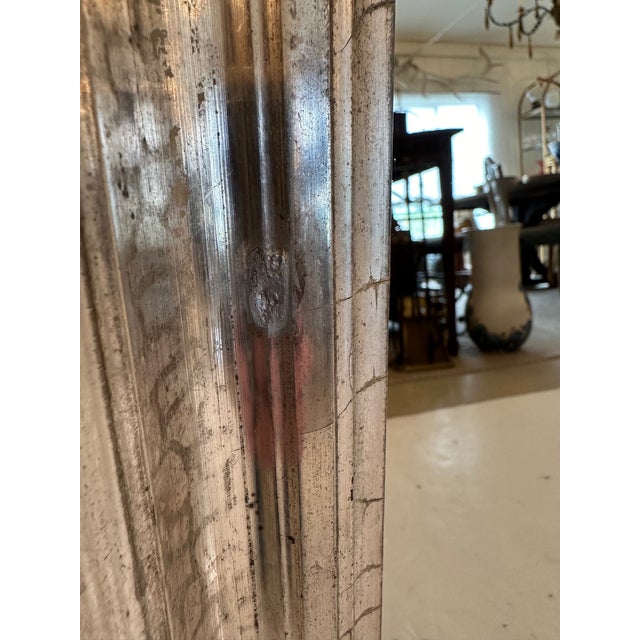 French Silver Gilt Chunky Rectangular Wall Mirror For Sale - Image 9 of 12
